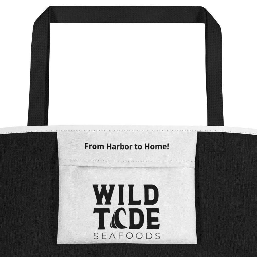 Wild Tide Seafoods All-Over Print Large Tote Bag - Wild Tide Seafoods