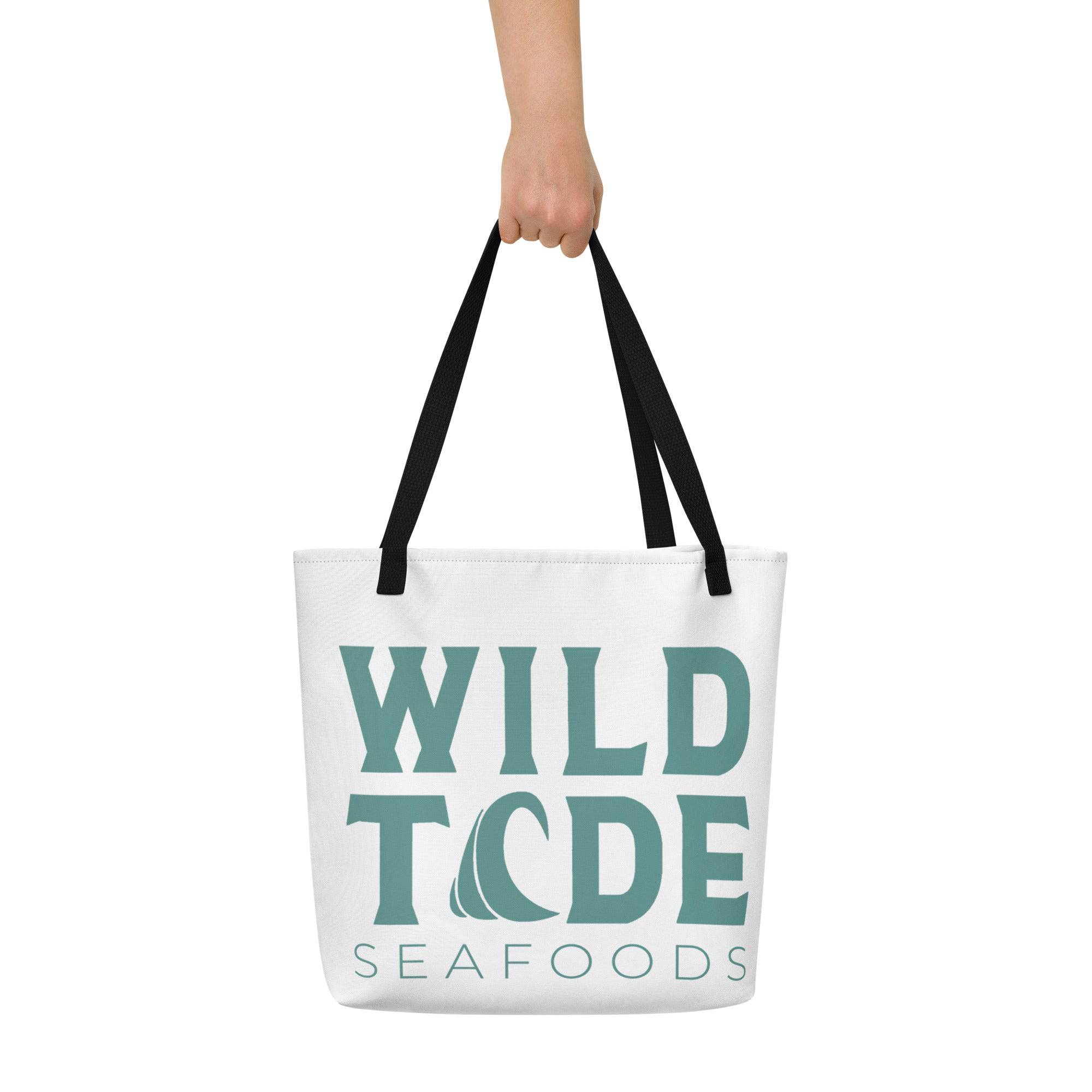 Wild Tide Seafoods All-Over Print Large Tote Bag - Wild Tide Seafoods