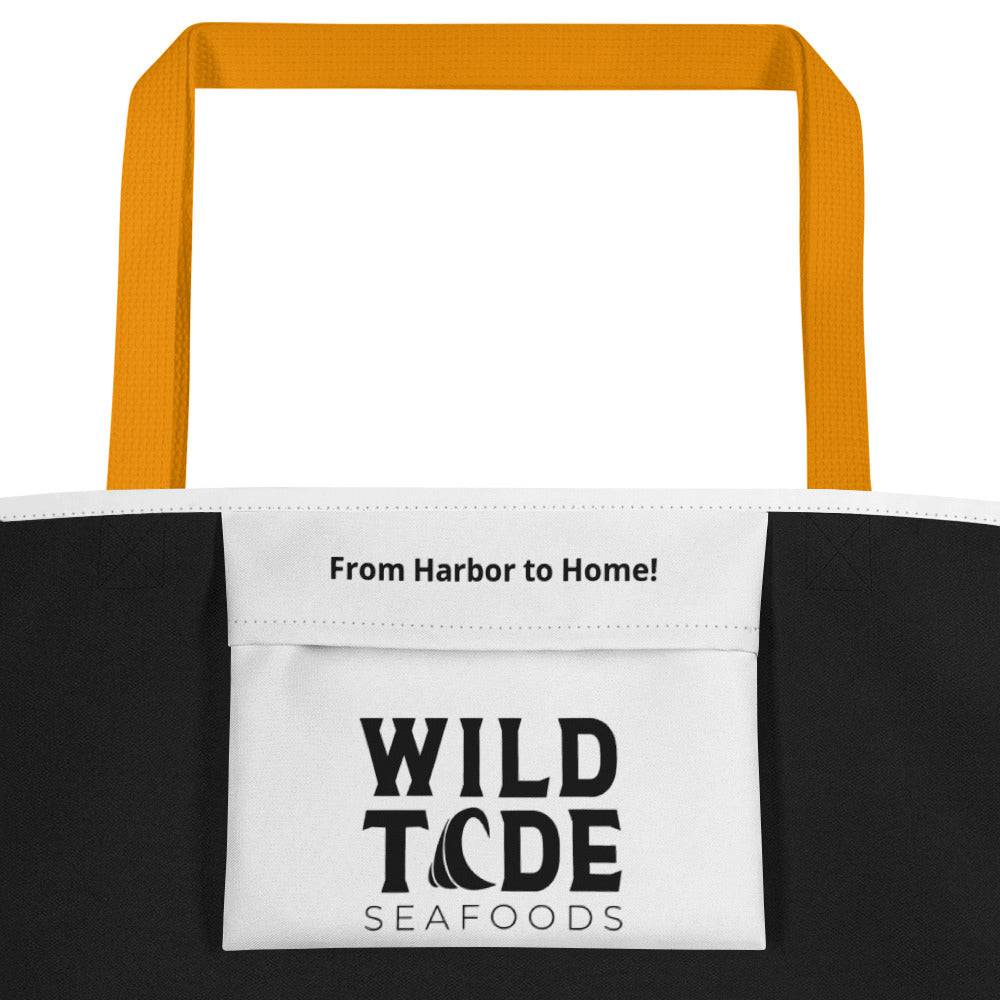 Wild Tide Seafoods All-Over Print Large Tote Bag - Wild Tide Seafoods