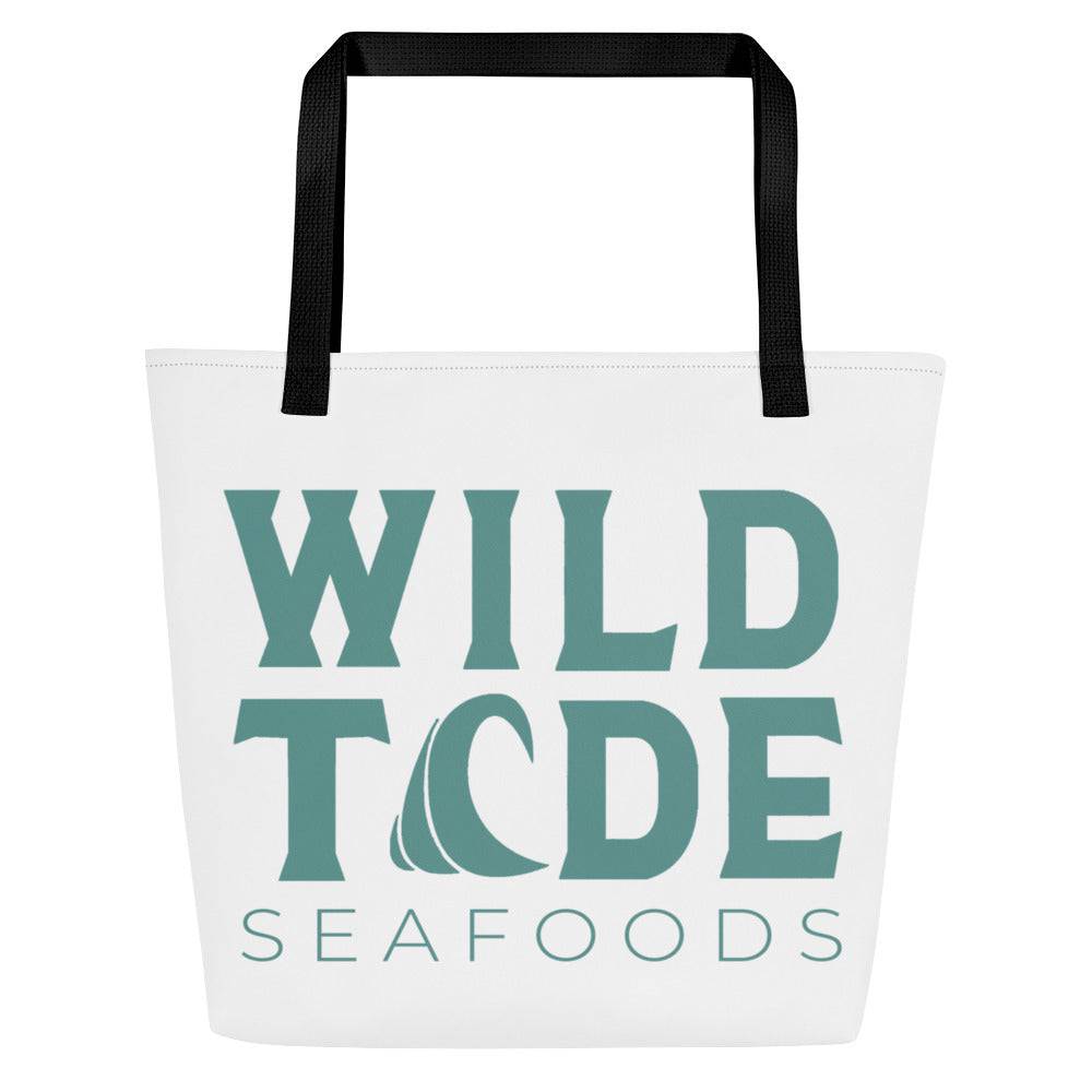 Wild Tide Seafoods All-Over Print Large Tote Bag - Wild Tide Seafoods