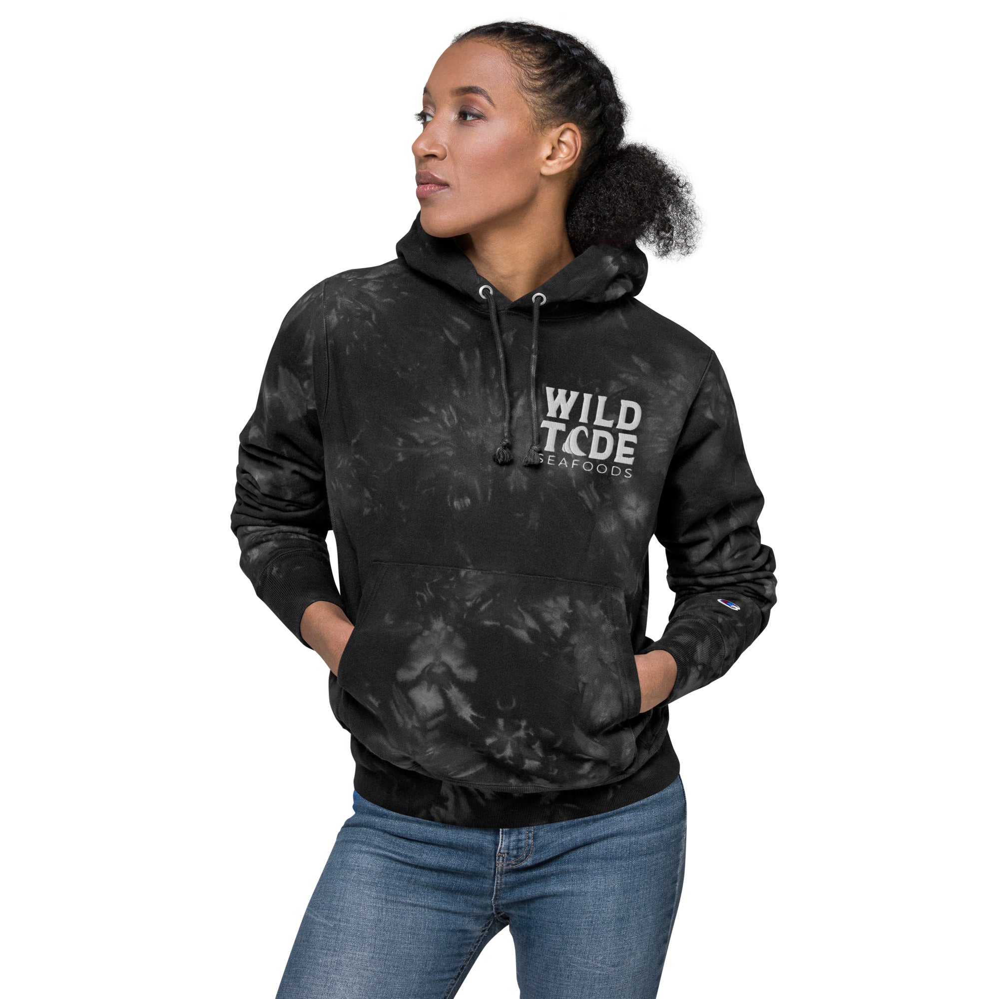 Wild Tide Seafoods Unisex Champion tie-dye hoodie - Wild Tide Seafoods